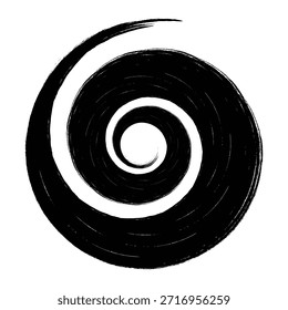 Ein dynamisches schwarzes Spiralpinselstrichdesign schafft einen abstrakten und künstlerischen visuellen EPS-Vektor