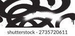 Dynamic black spray paint strokes and drips create an abstract graffiti pattern on a stark white background, showcasing urban art and raw texture.