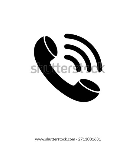 A dynamic black telephone receiver icon showing sound waves, signifying an incoming call or active communication.