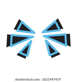Triângulos pretos dinâmicos com design de vetor de traçado azul