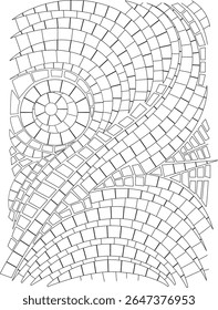 Padrão abstrato em preto e branco dinâmico com mosaicos, ideal para fundos, cores e design gráfico.