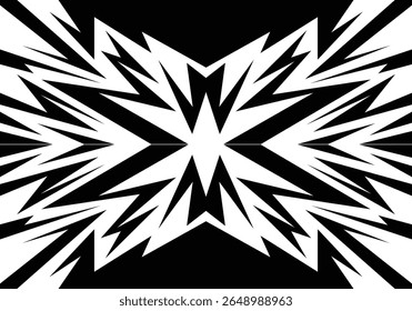 Dynamic black and white backdrop featuring jagged spikes and chaotic zigzag patterns
