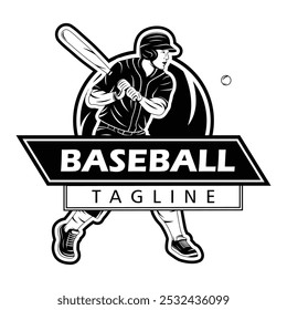 Dynamic black and white baseball mascot logo. The design features a fierce, stylized mascot. The character captures the essence of baseball while making a memorable statement.