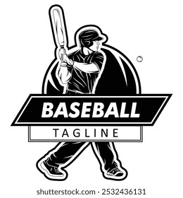 Dynamic black and white baseball mascot logo. The design features a fierce, stylized mascot. The character captures the essence of baseball while making a memorable statement.