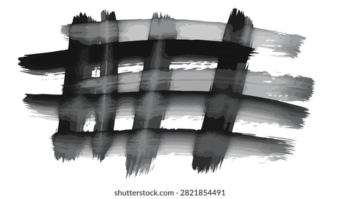 Dynamic black and white brush stroke texture with crisscross pattern