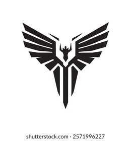 Dynamic black and white eagle emblem featuring stylized wings and a central motif.