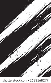 Dinámico negro blanco Grunge Pintura Strokes Fondo de Vector Abstractas