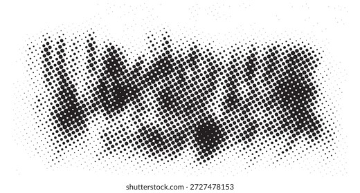 Padrão dinâmico de pontos de meio-tom preto e branco criando uma textura grunge angustiada. Ideal para fundos abstratos, sobreposições e projetos de design gráfico retro, oferecendo uma sensação vintage e artística.