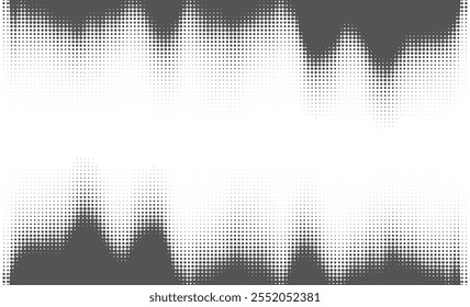 Patrón dinámico de onda de puntos de semitono blanco y negro para gráficos de Producto decorativos y marketing