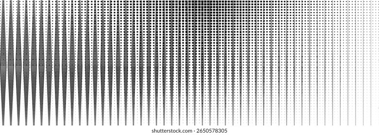 
Dynamic black and white halftone gradient fading pattern, an abstract pixelated texture perfect for modern graphic design and backgrounds