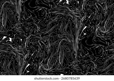Fundo de Vetor Abstrato Líquido Preto e Branco Dinâmico. Padrão de curva orgânica fluida moderno para projetos de arte e design digitais