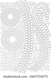 Dynamic black and white mosaic pattern with intricate organic shapes and swirling geometric designs, ideal for creative backgrounds.
