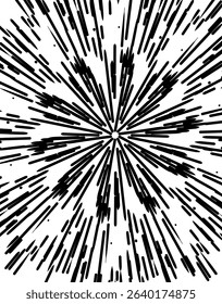 Dynamic Black and White Radial Burst with Energetic Lines