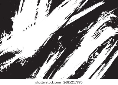 Dynamic Black and White Rough Brush Stroke Abstract Grunge Texture

