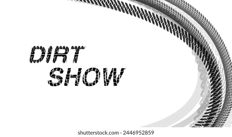 Dynamic Black and White Tire Track Design for Events, Shows, and Automotive Themes - High Contrast, Engaging Visuals