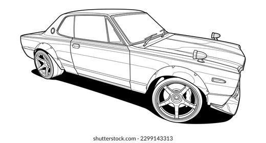 Ilustración vectorial dinámica en blanco y negro de un automóvil deportivo, velocidad de encarnación, potencia y adrenalina. Perfecto para los temas de automoción y los aficionados a las carreras. Captura la esencia de la velocidad en tu diseño.