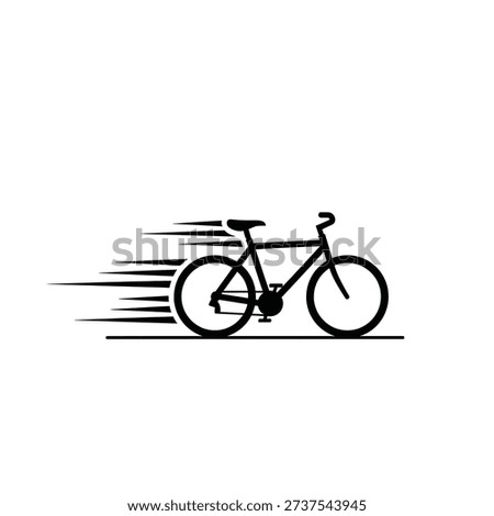 Dynamic black and white vector illustration of a speeding bicycle with motion blur effect, ideal for sports and travel designs.