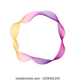 Dynamic blend ring shape. Abstract modern graphic element. Colorful linear waves design. Vector template. 