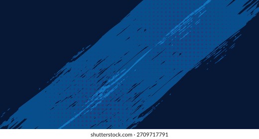 Fondo Abstractas azul dinámico de los trazos del cepillo con los puntos de Halftone para el diseño moderno y la marca de la tecnología