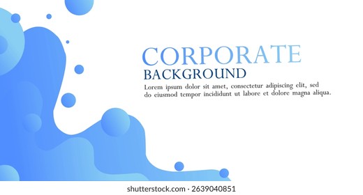 Dynamic blue abstract liquid shapes and text placeholder create a clean, modern corporate background template, perfect for presentations and business designs.
