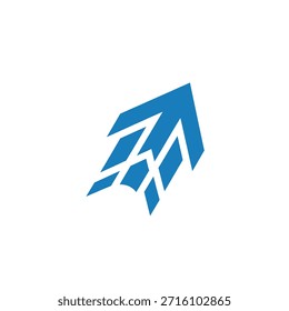 Diseño de flecha azul dinámico que representa el crecimiento y la aceleración del movimiento hacia adelante perfecto para los conceptos de tecnología de inicio