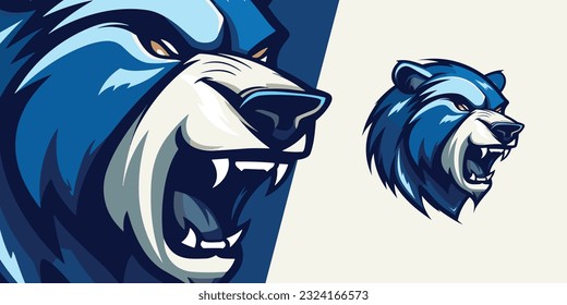 Dynamic Blue Bear Mascot Logo: Fierce Vector Graphic for Sport and E-Sport Teams