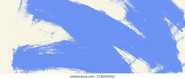 Dynamic blue bold brush stroke banner background. Paint splatter texture with bold smear and wavy brush strokes. Spray street art graffiti template. Distress damaged edge vintage template.