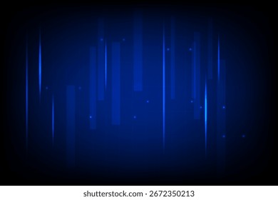 El fondo digital azul dinámico muestra barras de Vertical luminosas, una red de cuadrícula sutil y partículas brillantes.