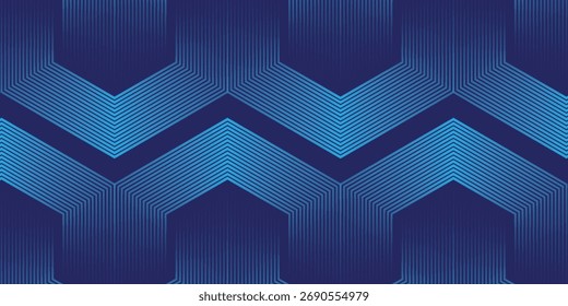 geométrica brilhante azul dinâmico sobre fundo azul escuro. padrão de linhas de hexágono azul brilhante. dinâmico