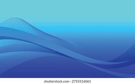 Dynamic blue gradient background with flowing abstract wave shapes for modern design