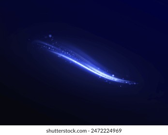 Dynamic blue lines of light with glow effect. Abstract sparkling dynamic light speed lines. Vector 10 EPS