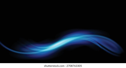 Líneas azules dinámicas de luz con efecto de brillo. diseño de Vector azul