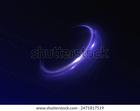 Dynamic blue lines of light with glow effect. Rotating light shiny half rings. Abstract sparkling dynamic light speed lines. Vector 10 EPS	
