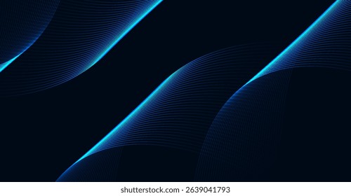 Dynamic Blue Lines on Dark Background: A Modern Abstract Design with Smooth Flow and Futuristic Aesthetic for Digital Projects and Creative Visuals
