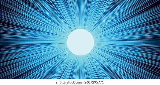 dynamic blue lines radiating from central white circle