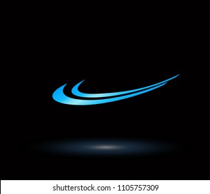 dynamic blue ocean wave stream line logo on white background