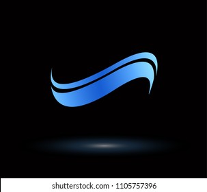 dynamic blue ocean wave stream line logo on white background