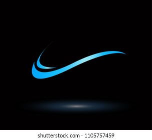 dynamic blue ocean wave stream line logo on white background