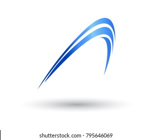 dynamic blue ocean wave stream line logo on white background