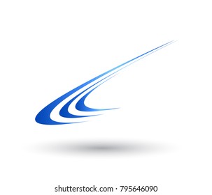 dynamic blue ocean wave stream line logo on white background