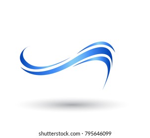 dynamic blue ocean wave stream line logo on white background