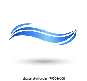 dynamic blue ocean wave stream line logo on white background