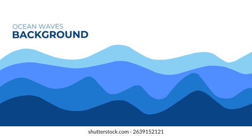 Dynamic blue ocean waves create a serene and modern abstract background, perfect for nautical, environmental, or clean design projects. Editable EPS file.