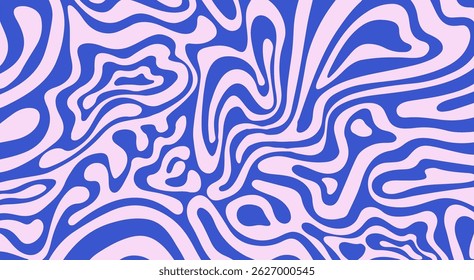 Dynamic blue and pale pink vector art featuring wavy, hypnotic lines. The abstract pattern creates an optical illusion effect, perfect for modern psychedelic backgrounds or design.