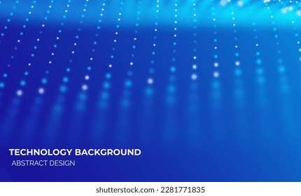 Dynamic blue particle wave. Abstract sound visualization. Flow digital structure. Mesh landscape or grid data technology.