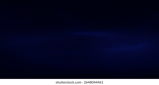 Dynamic blue particle wave. Futuristic point glowing wave. Flow digital structure. Data technology background. Vector illustration.