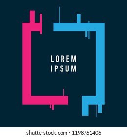 Dynamic blue and pink frame style geometric vector