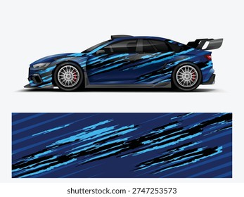 Dynamic Blue Racing Car Stripe Wrap Sport Vehicle Vector Design