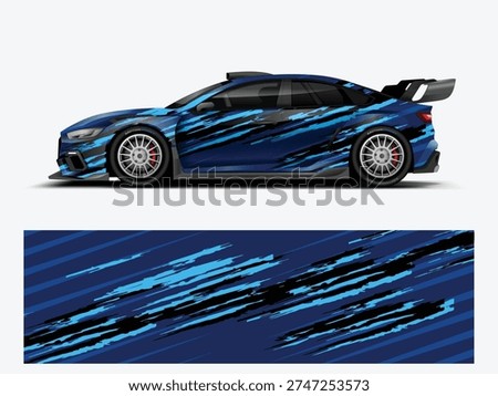 Dynamic Blue Racing Car Stripe Wrap Sport Vehicle Vector Design
