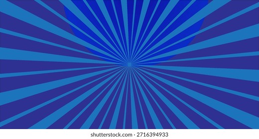 Um plano de fundo dinâmico de rajada azul com raios luminosos e escuros alternados convergindo no centro, criando uma sensação arrojada de movimento, energia e profundidade.